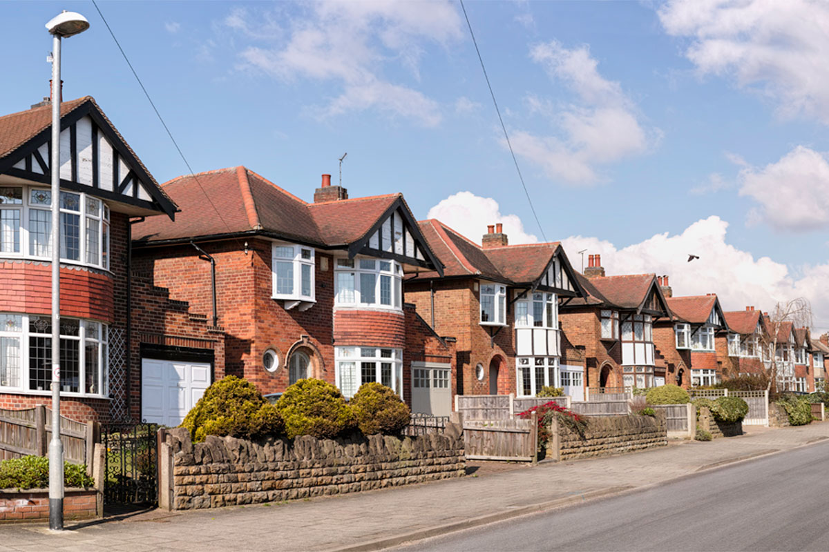 Row of detached English homes